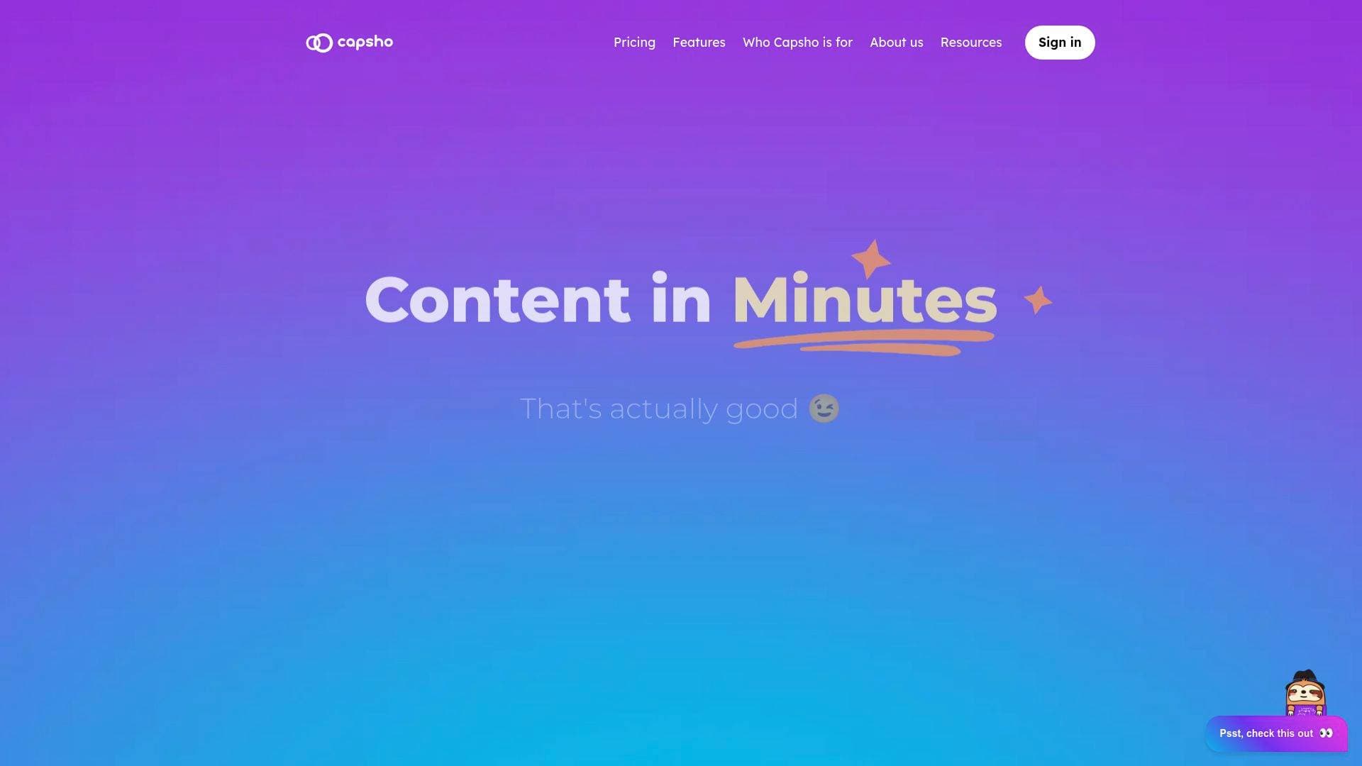 Capsho interface screenshot showing main features and user interface