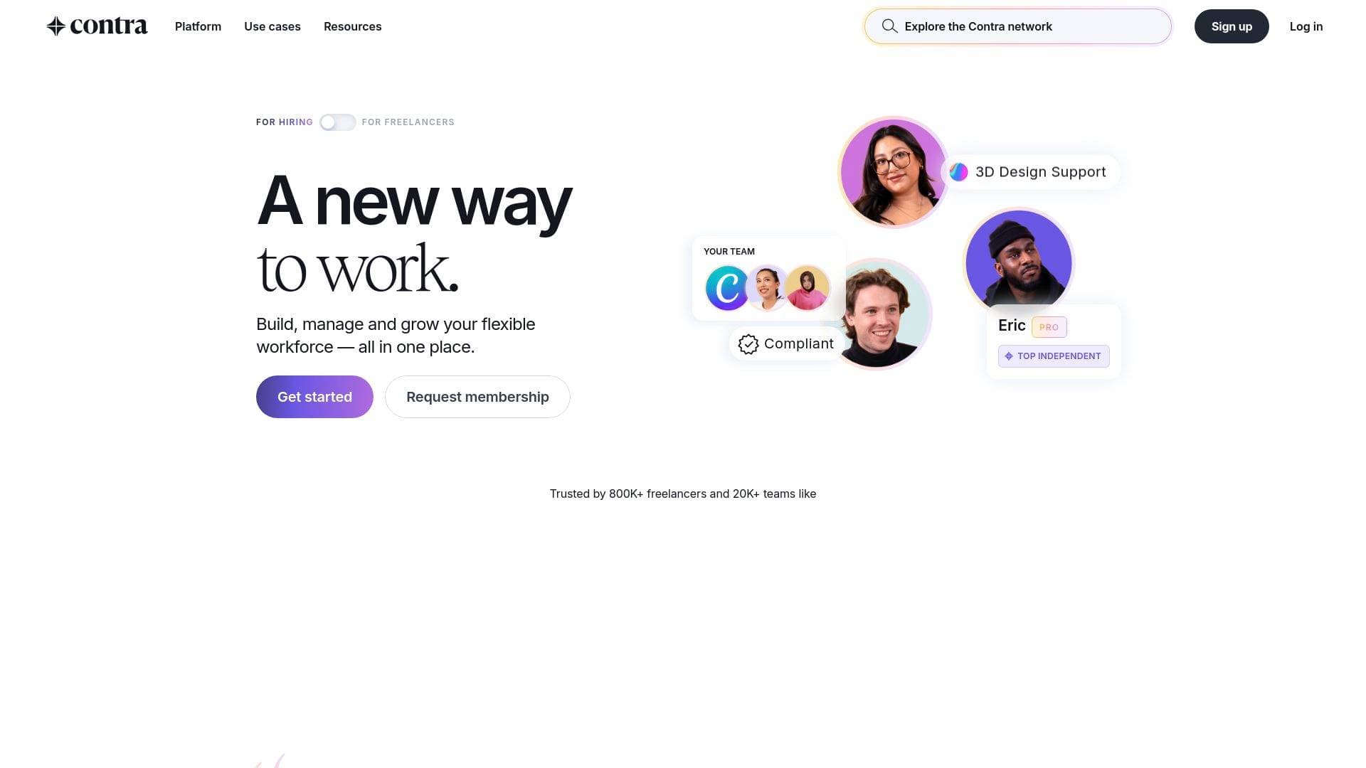 Contra interface screenshot showing main features and user interface