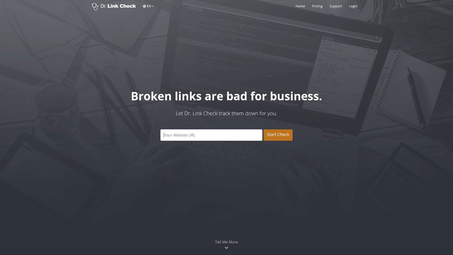 Dr. Link Checker interface screenshot showing main features and user interface