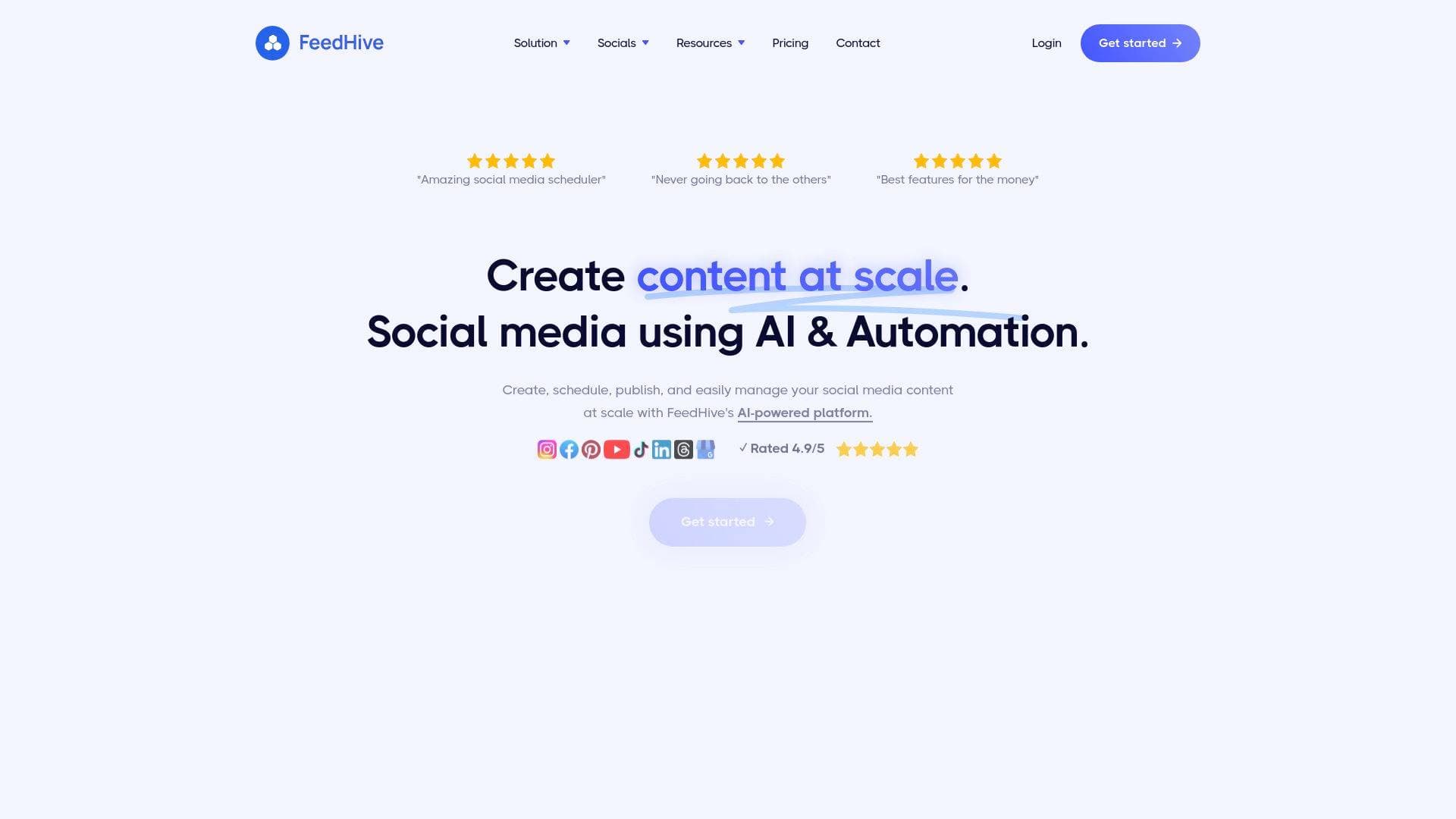 Feedhive interface screenshot showing main features and user interface