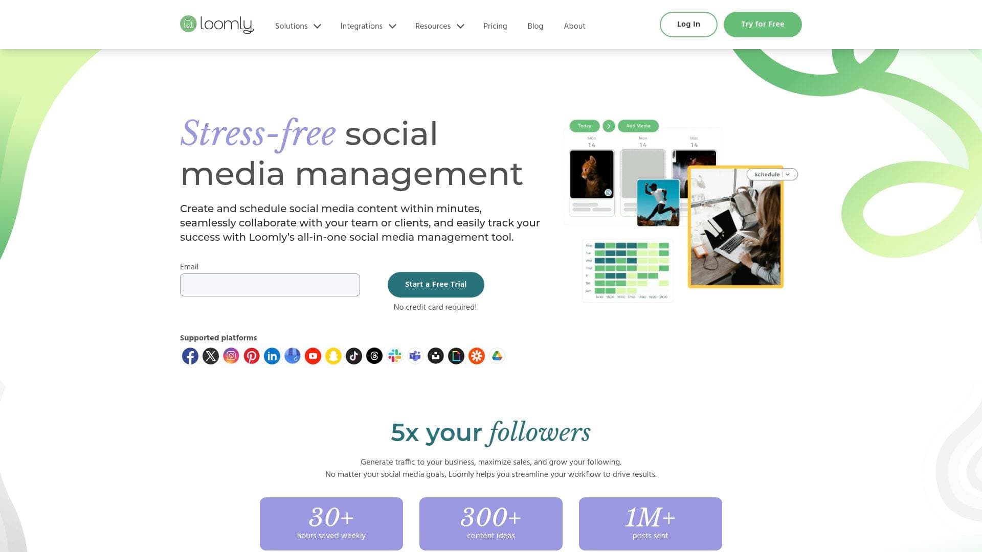 Loomly interface screenshot showing main features and user interface