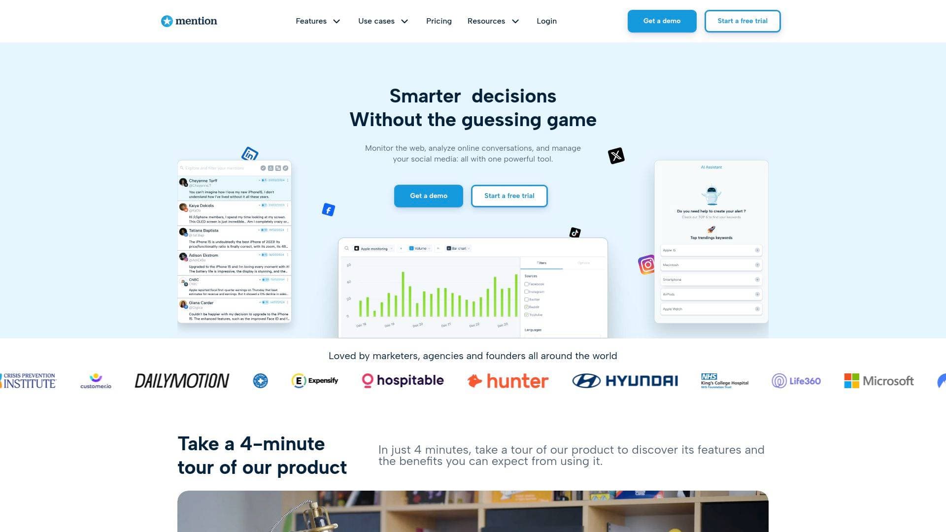 Mention interface screenshot showing main features and user interface