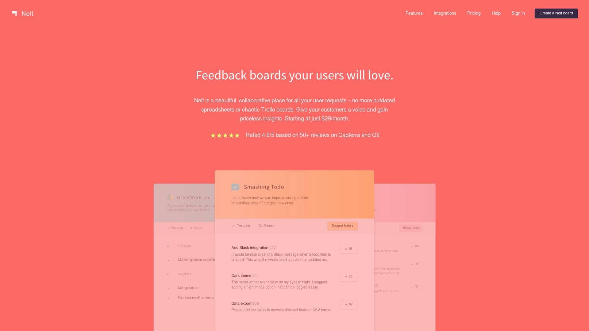 Nolt interface screenshot showing main features and user interface