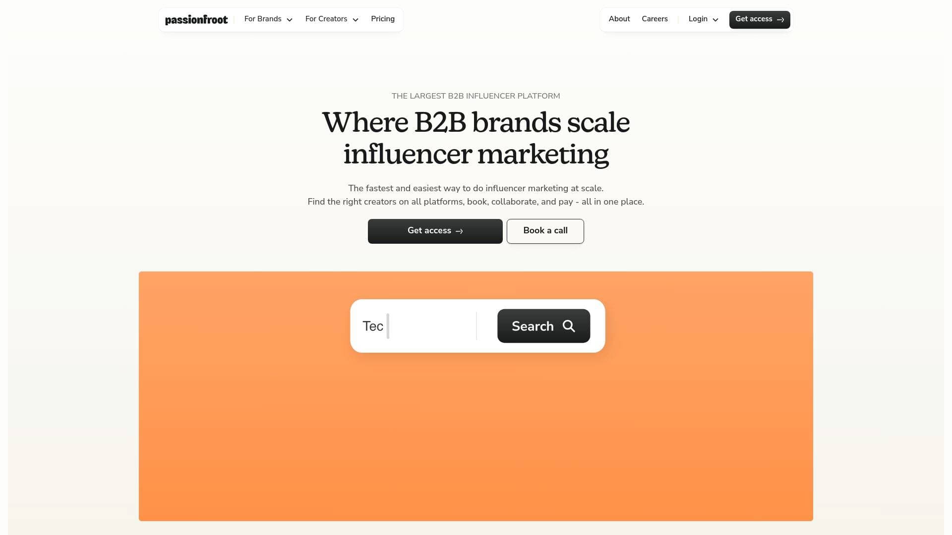 PassionFroot interface screenshot showing main features and user interface