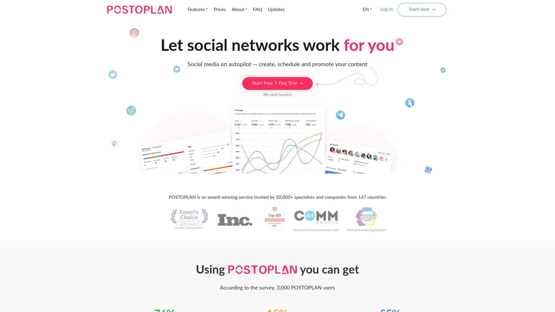 Postoplan interface screenshot showing main features and user interface