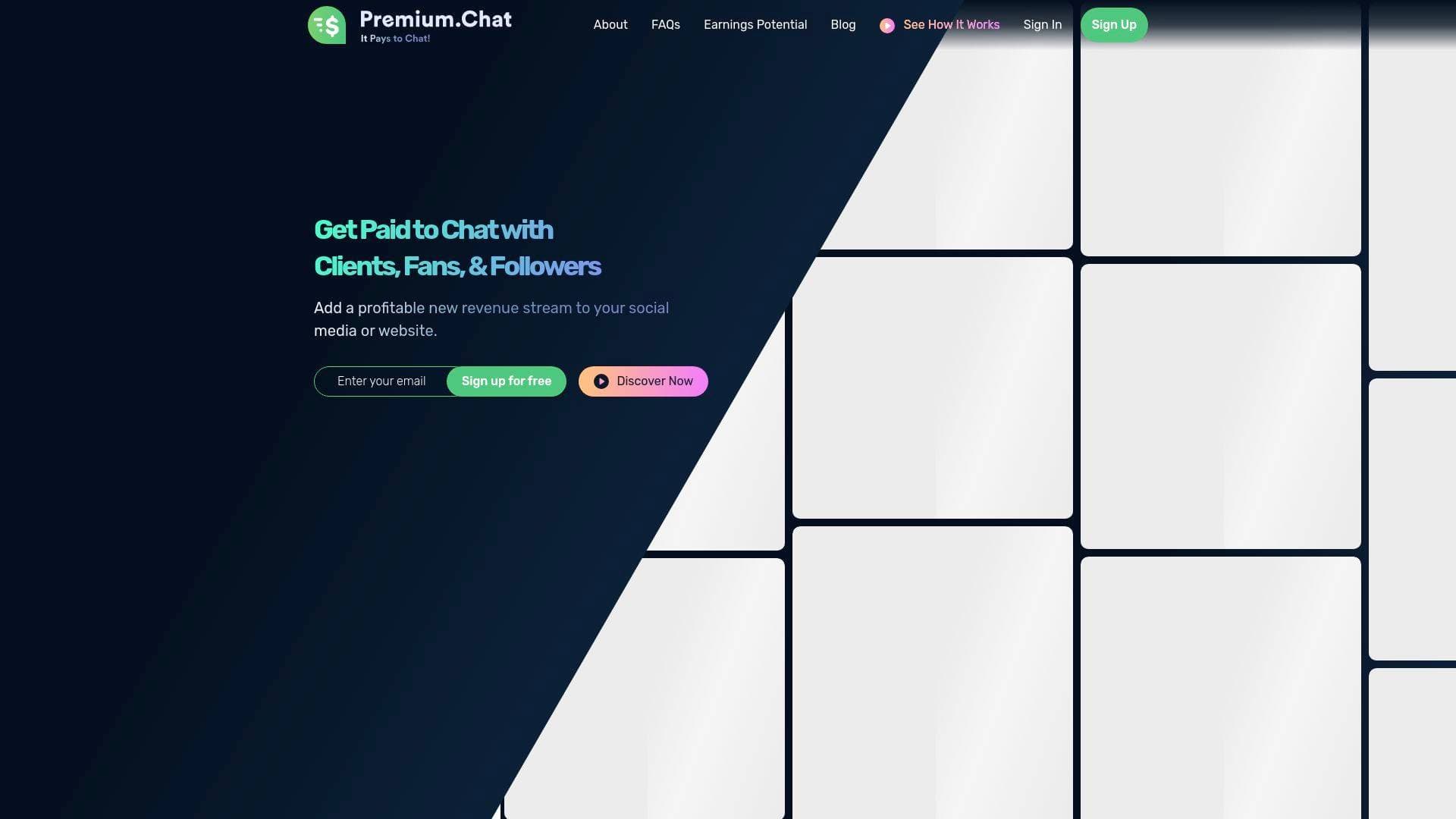 Premium.Chat interface screenshot showing main features and user interface