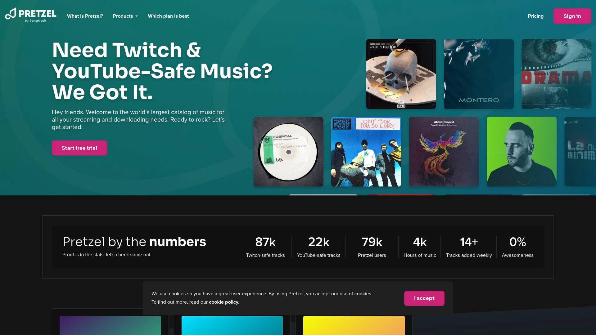 Pretzel Rocks interface screenshot showing main features and user interface