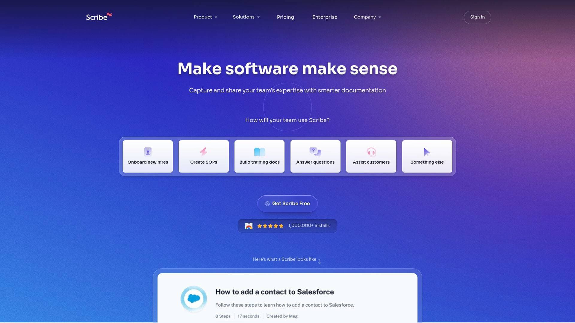 Scribe How interface screenshot showing main features and user interface