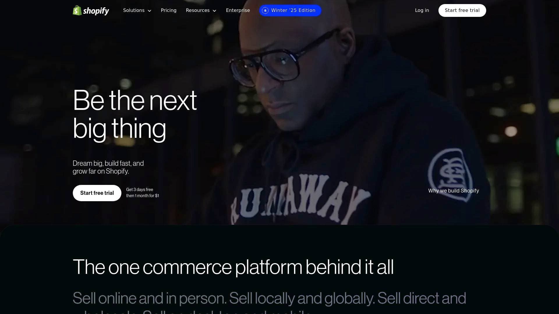 Shopify interface screenshot showing main features and user interface