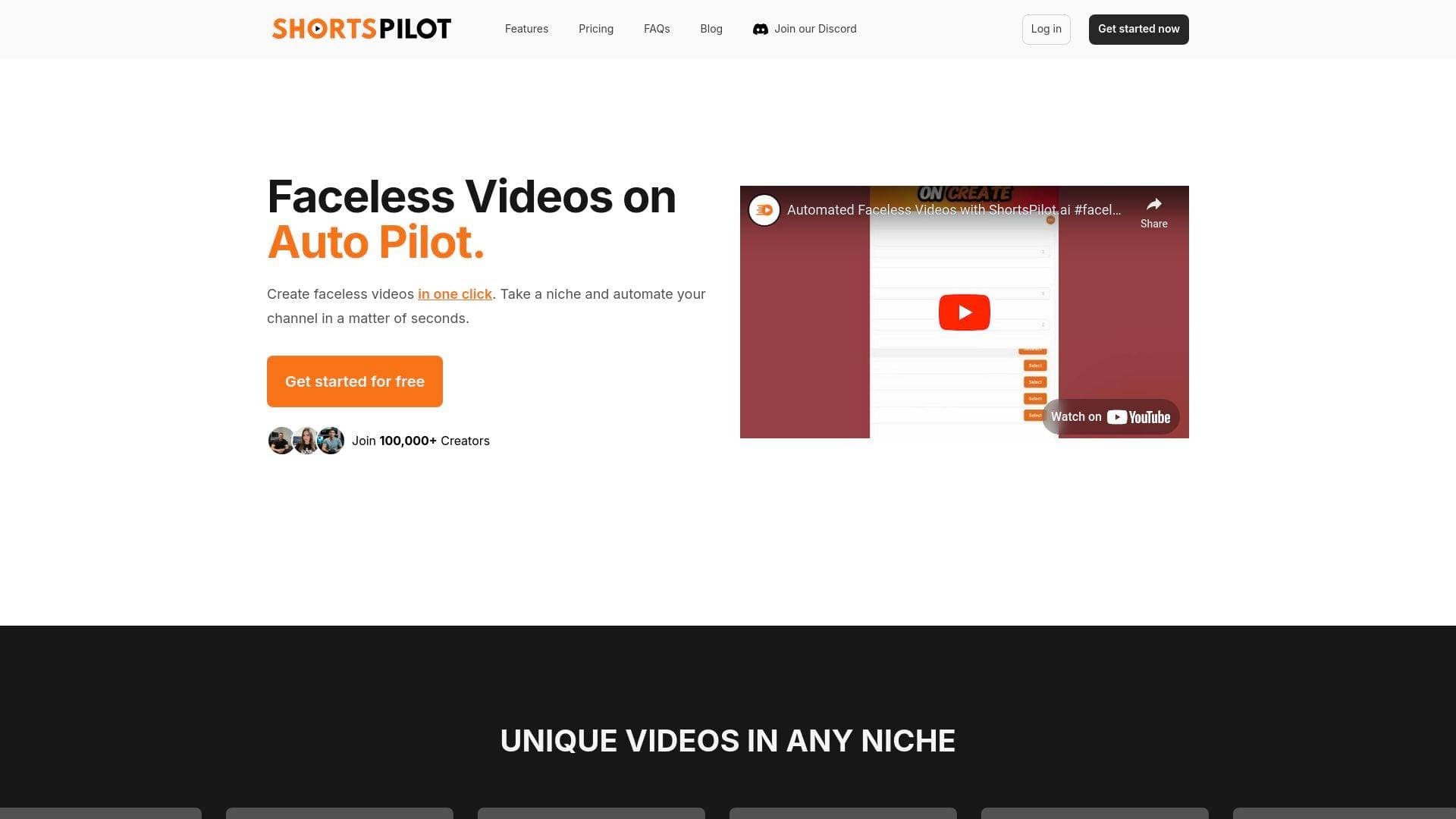 Shortspilot interface screenshot showing main features and user interface