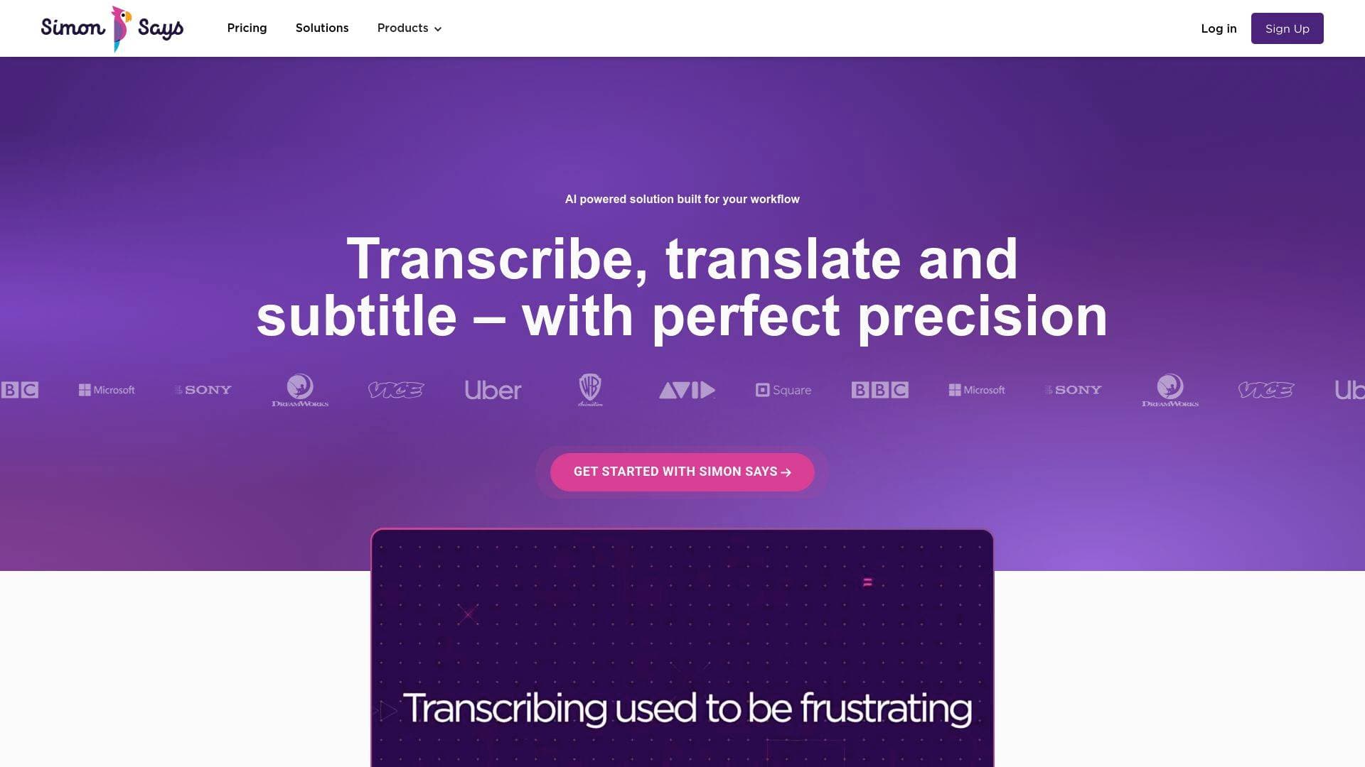 Simon Says AI interface screenshot showing main features and user interface