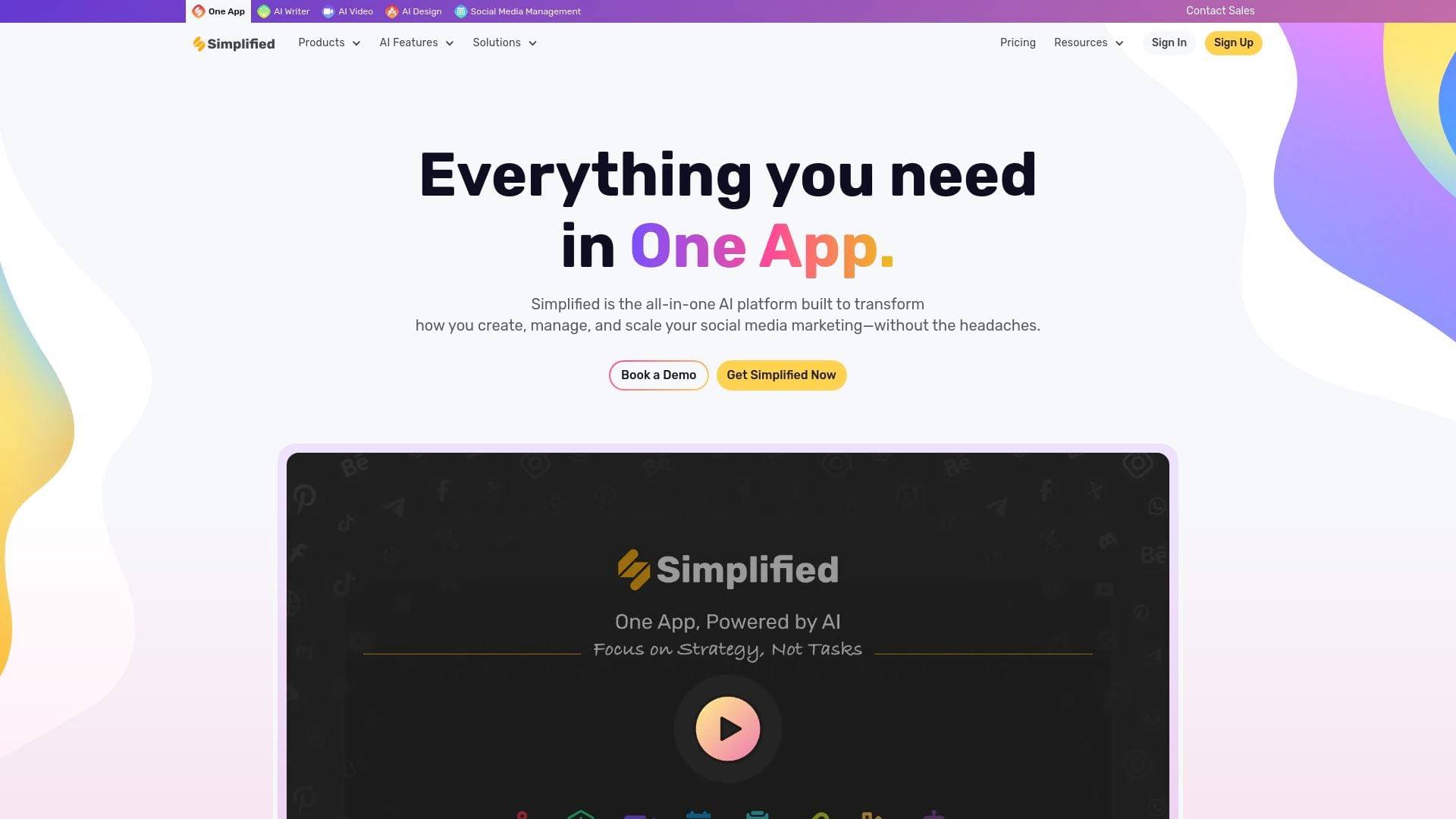 Simplified interface screenshot showing main features and user interface