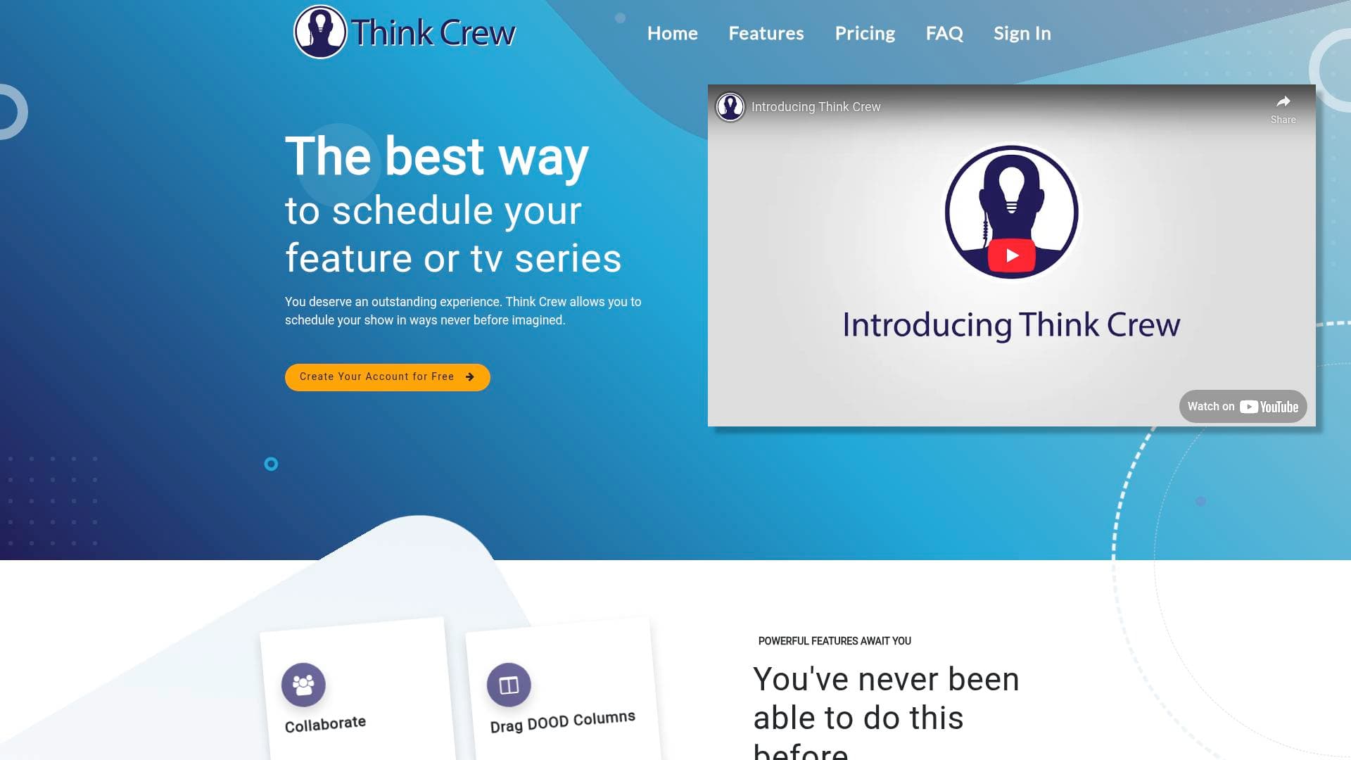 Think Crew interface screenshot showing main features and user interface