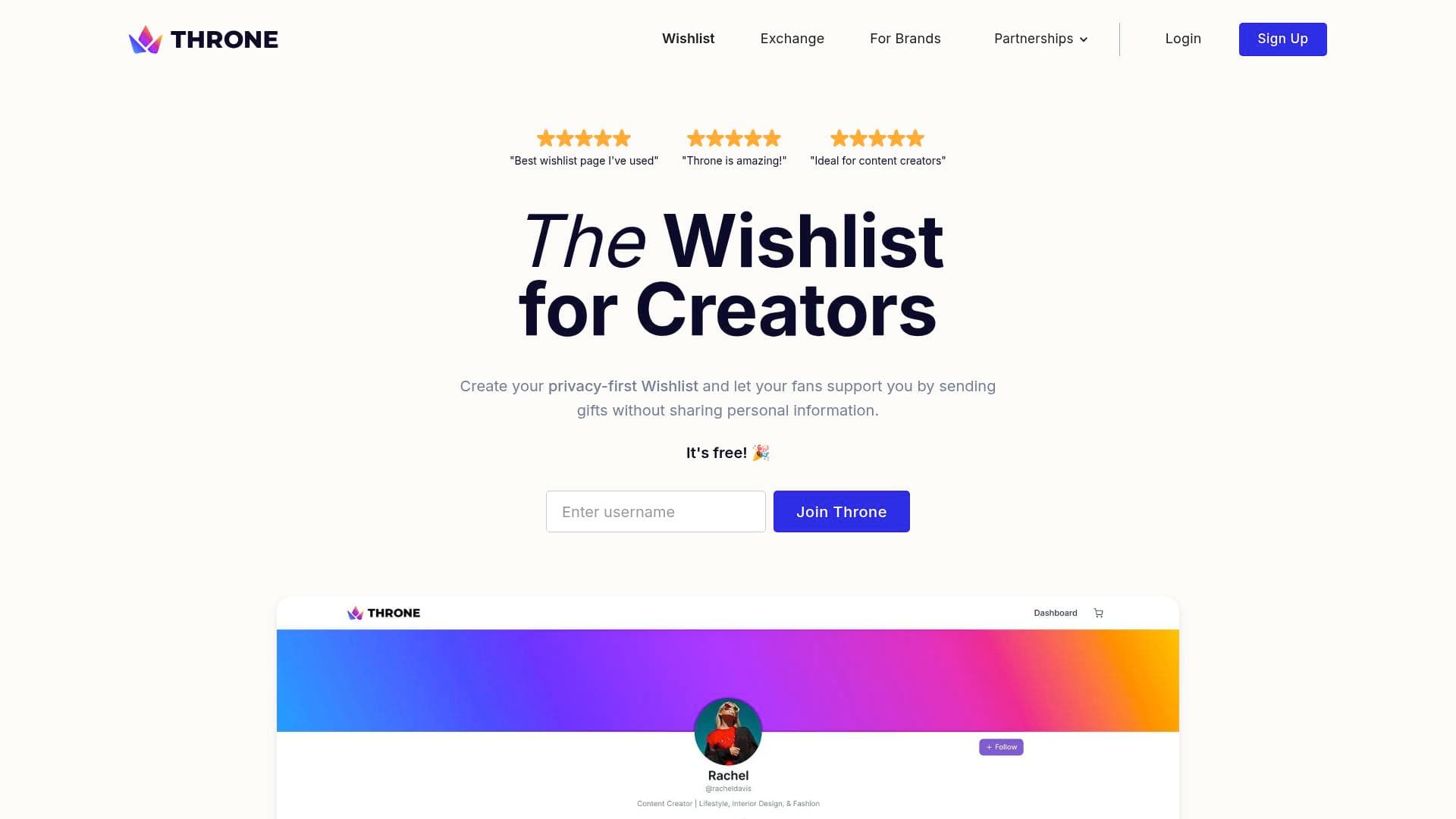 Throne interface screenshot showing main features and user interface