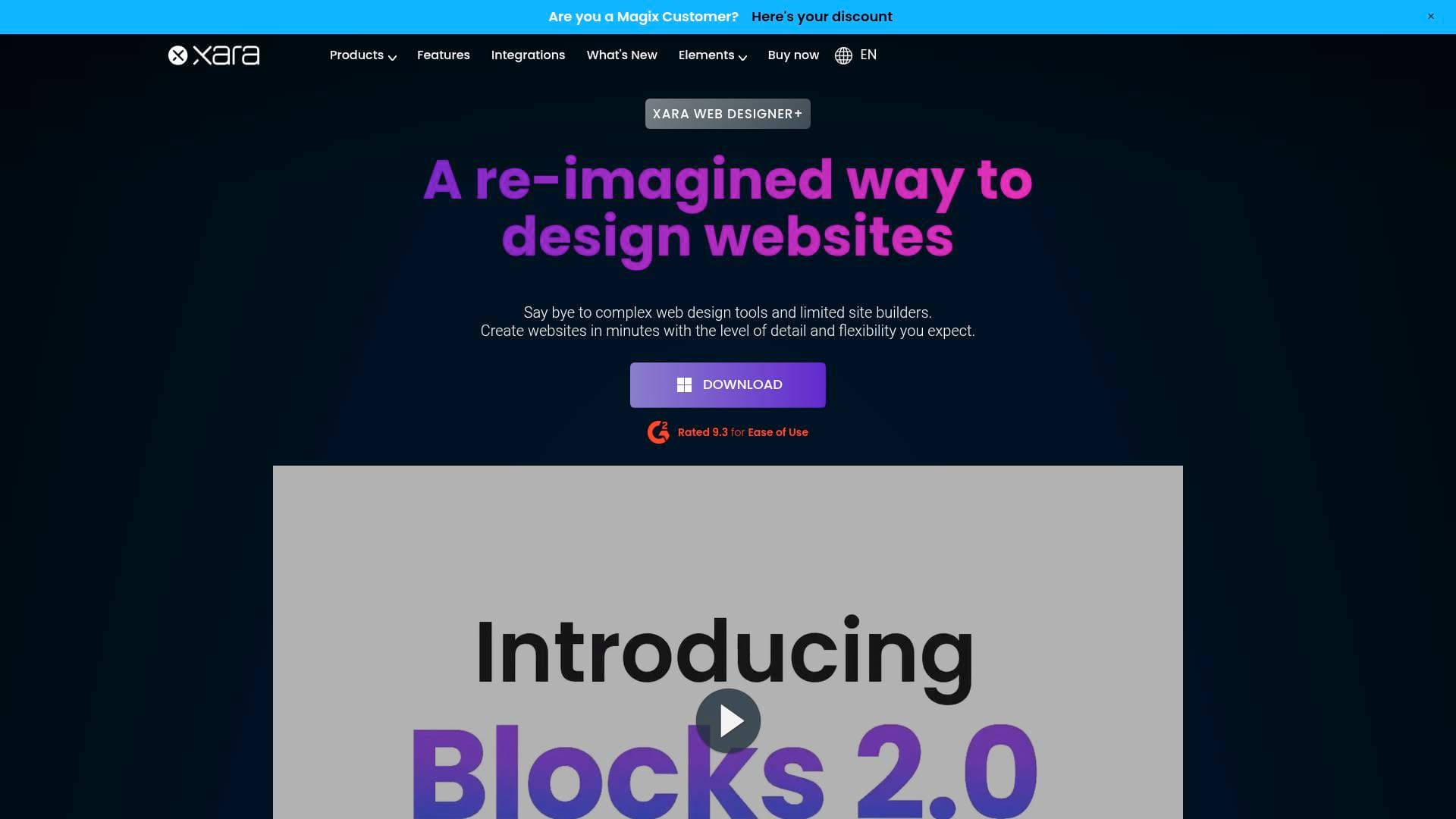 Xara interface screenshot showing main features and user interface